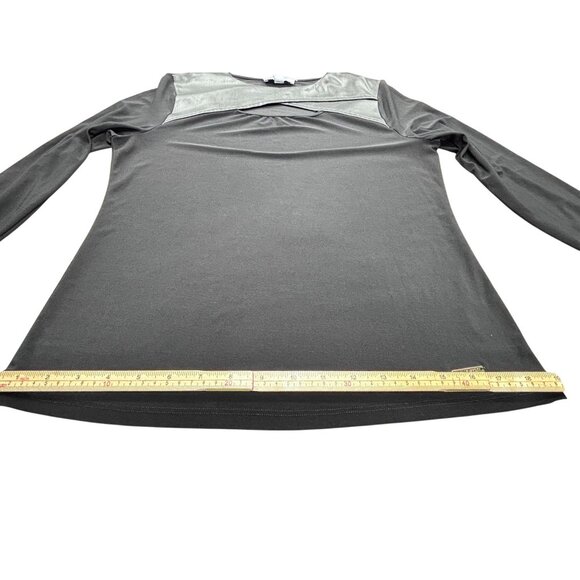 Nine West Black Long Sleeve Top With Faux Leather Detail - Picture 11 of 14